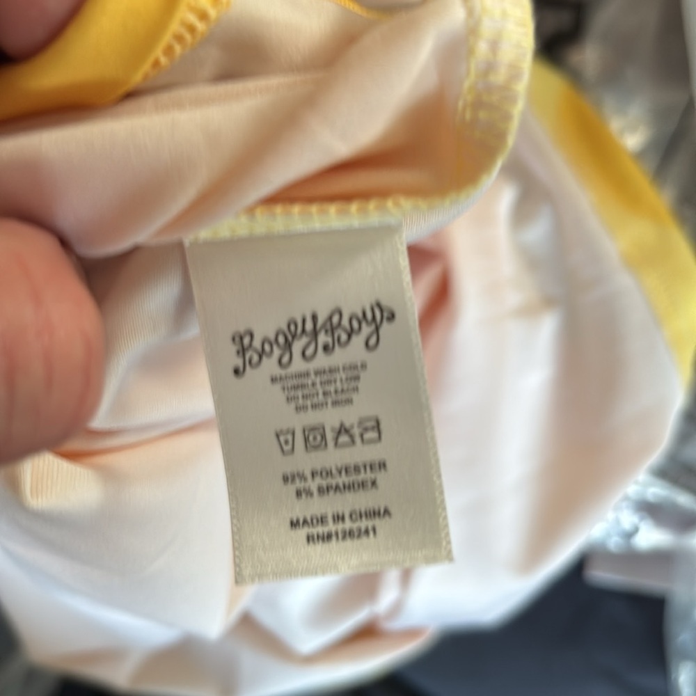 Bogey Boys Performance Athletic Open Collar Polo Size Medium Yellow New - Picture 8 of 8